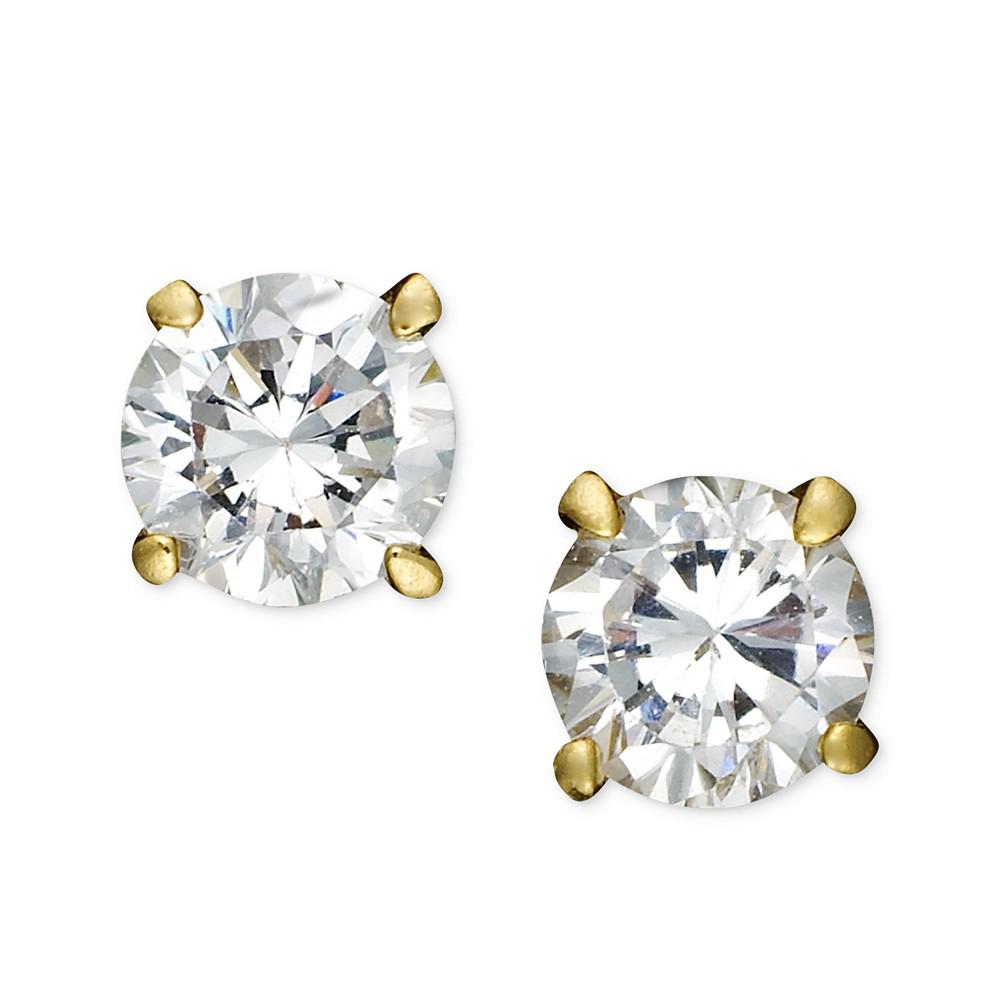 Giani Bernini 18k Gold and Sterling Silver Earrings, Round Cubic Zirconia Studs (1/2 ct. t.w.)