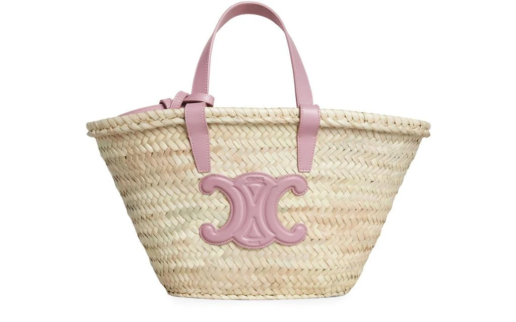 CELINE Teen Triomphe Celine classic panier in palm leaves and calfskin 1