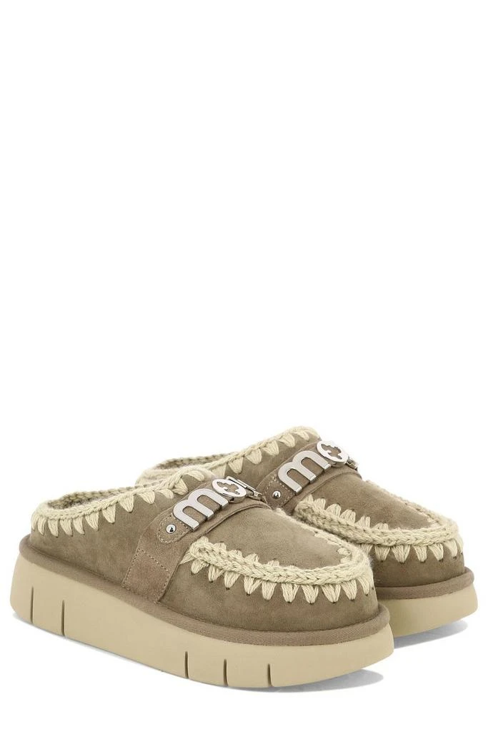 Mou Mou Logo-Lettering Round-Toe Slippers 3