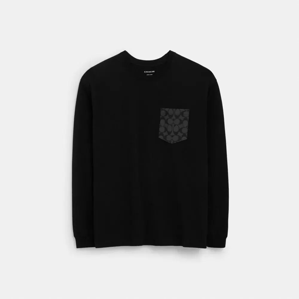 Coach Signature Long Sleeve T-Shirt In Organic Cotton