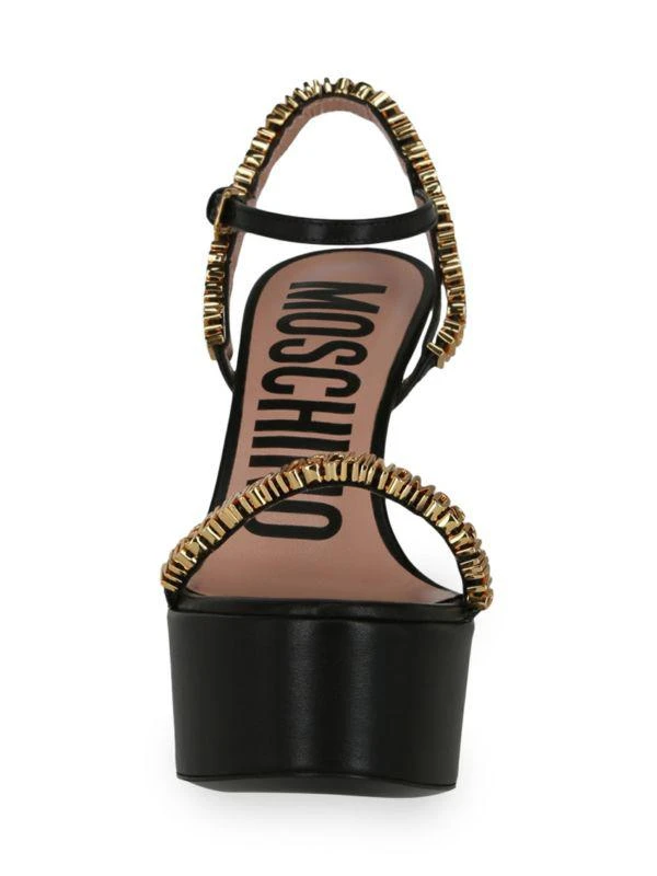 Moschino Logo Leather Platform Stiletto Sandals 4