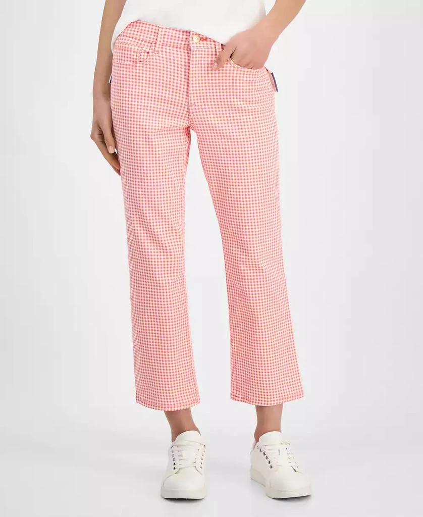 Nautica Jeans Women's Gingham Cropped Straight-Leg Pants 3