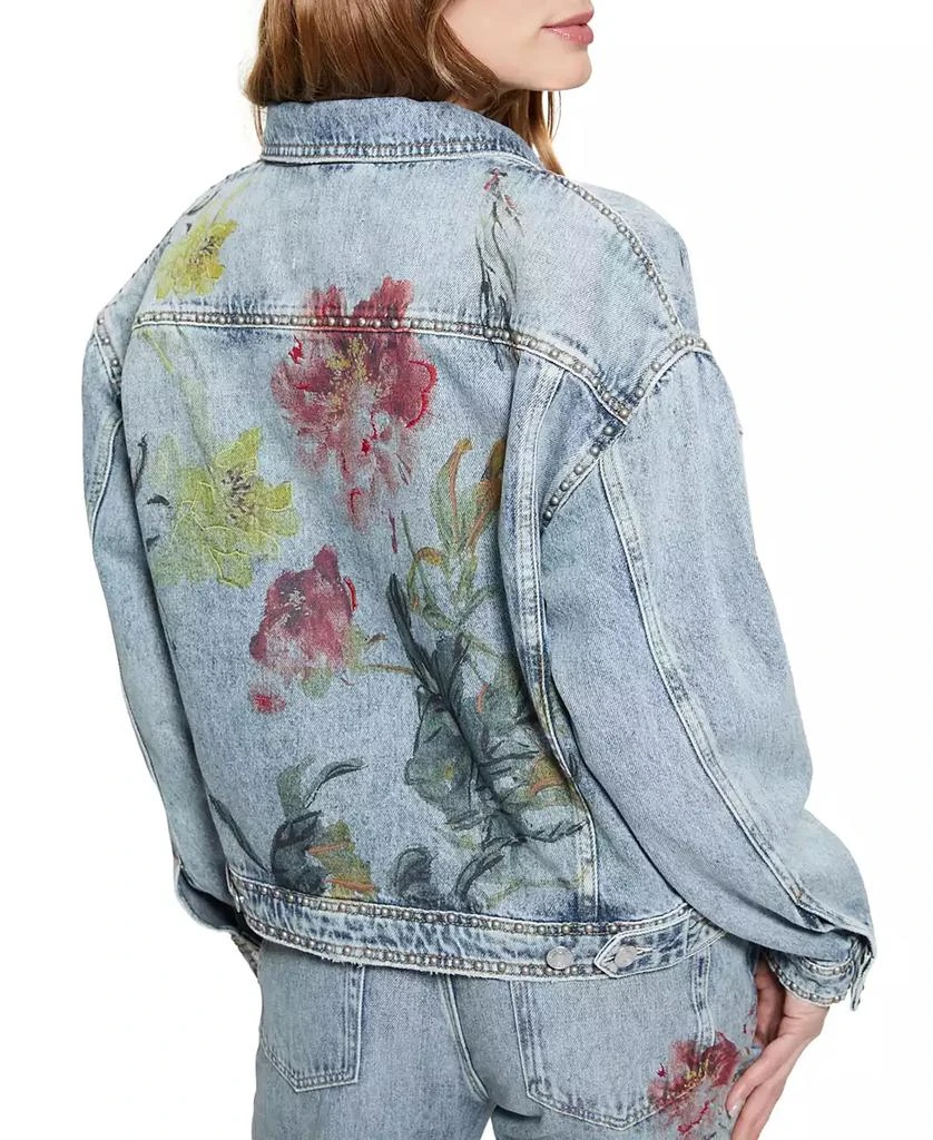 GUESS Women's Clara Printed-Back Denim Jacket 5