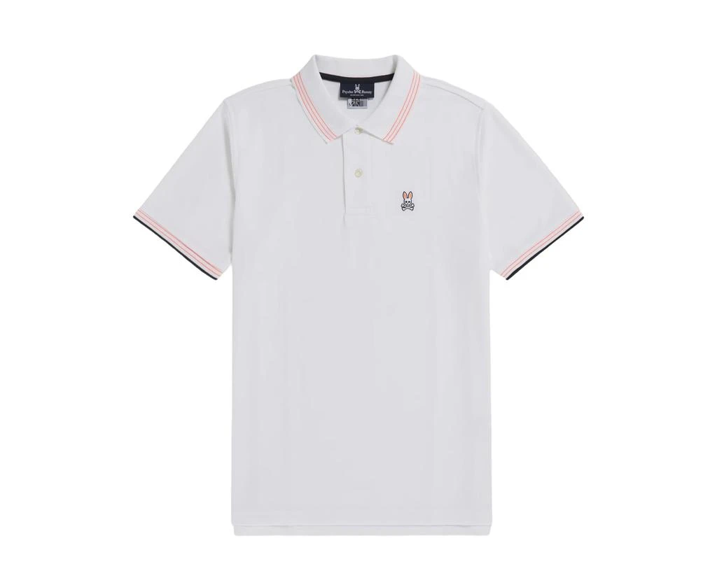 Psycho Bunny Anthony Neon Tipped Polo White/Neon Org Men's Shirt B6K202S1PC-WHT 1