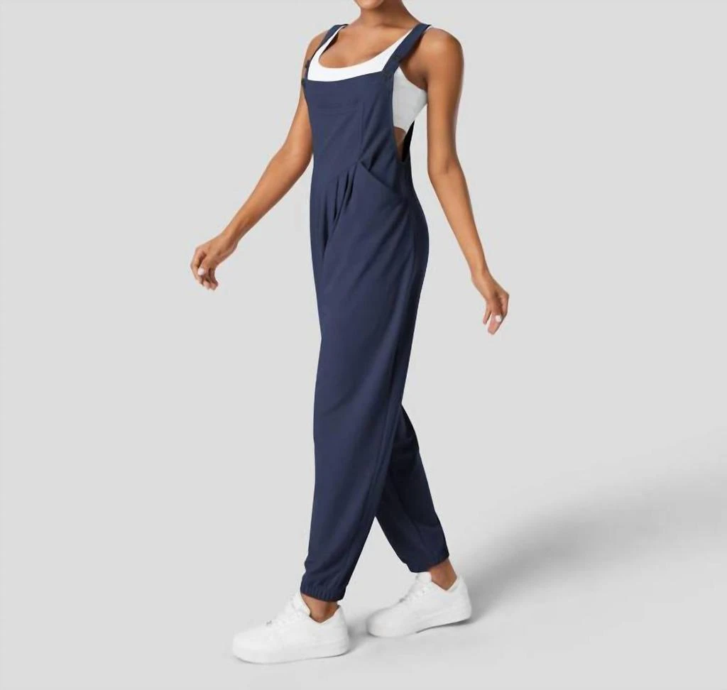 Halara Halara - Adjustable Strap Button Multiple Pockets Plicated Waffle Casual Jogger Overalls 2