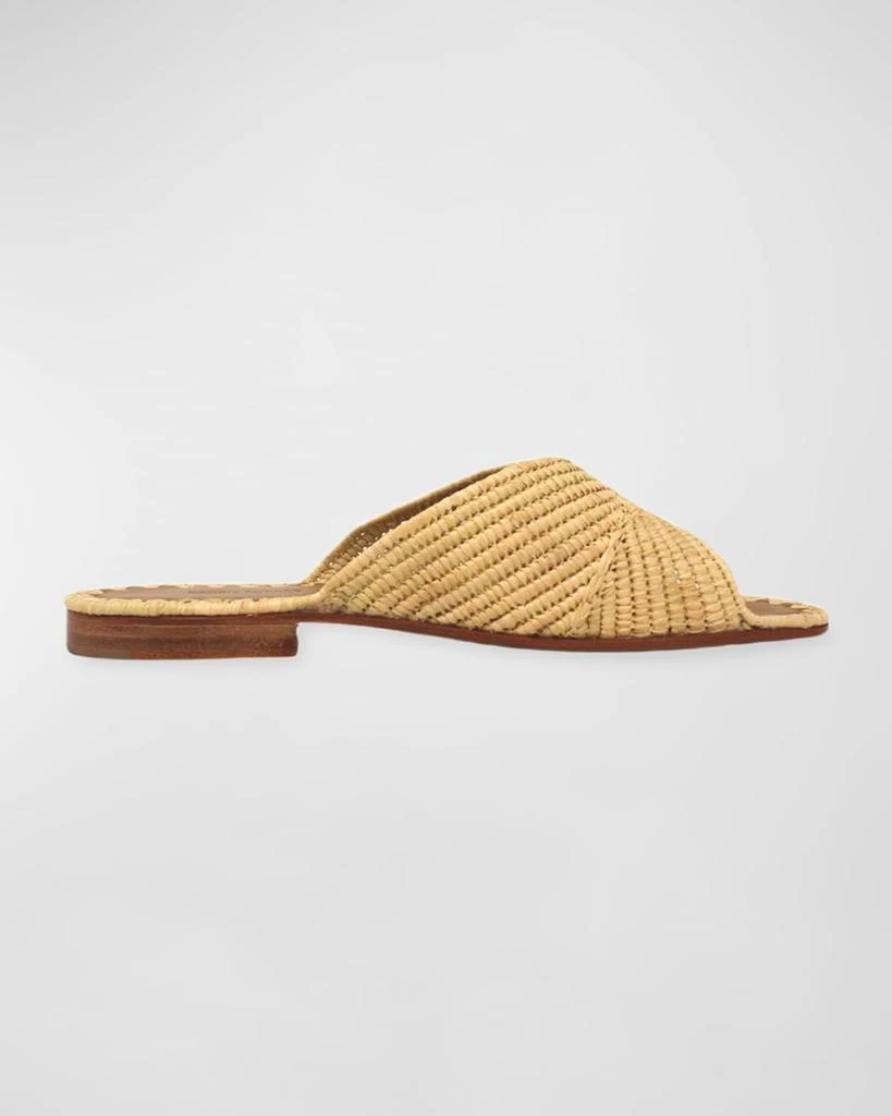 Carrie Forbes Woven Raffia Flat Slide Sandals 1