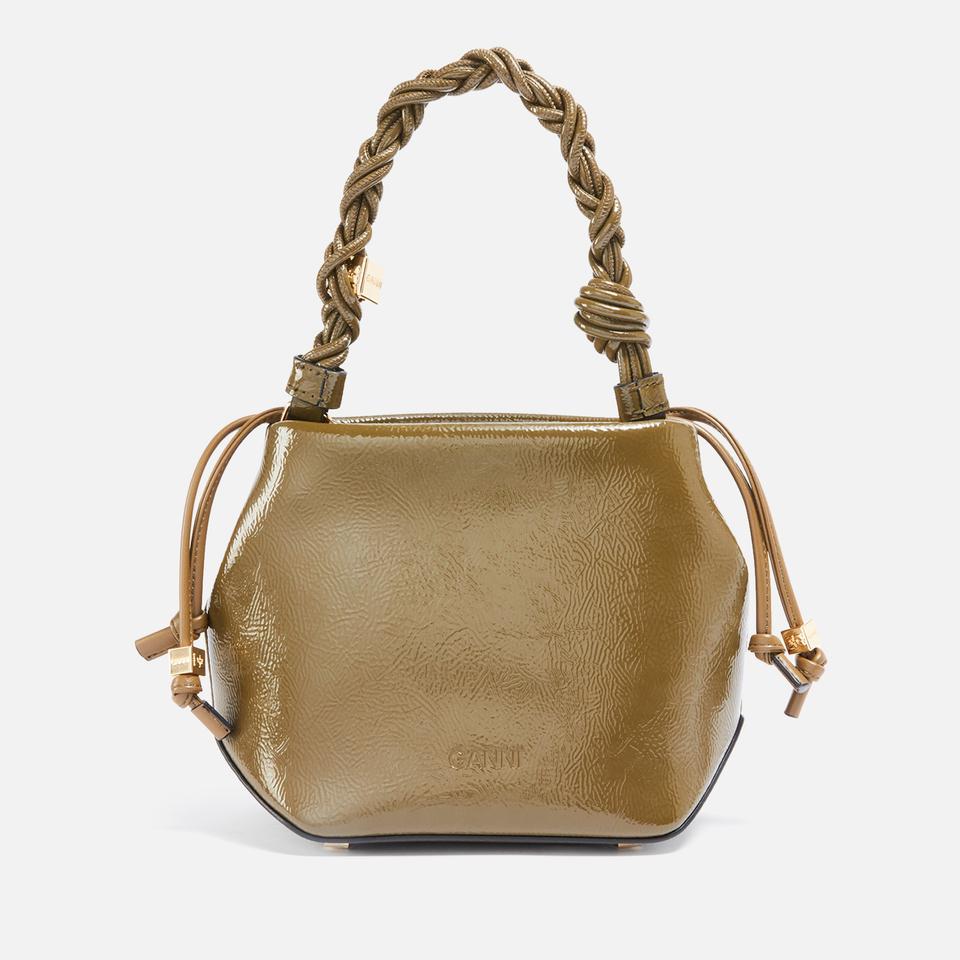 Ganni Ganni Bou Patent Leather-Blend Bucket Bag
