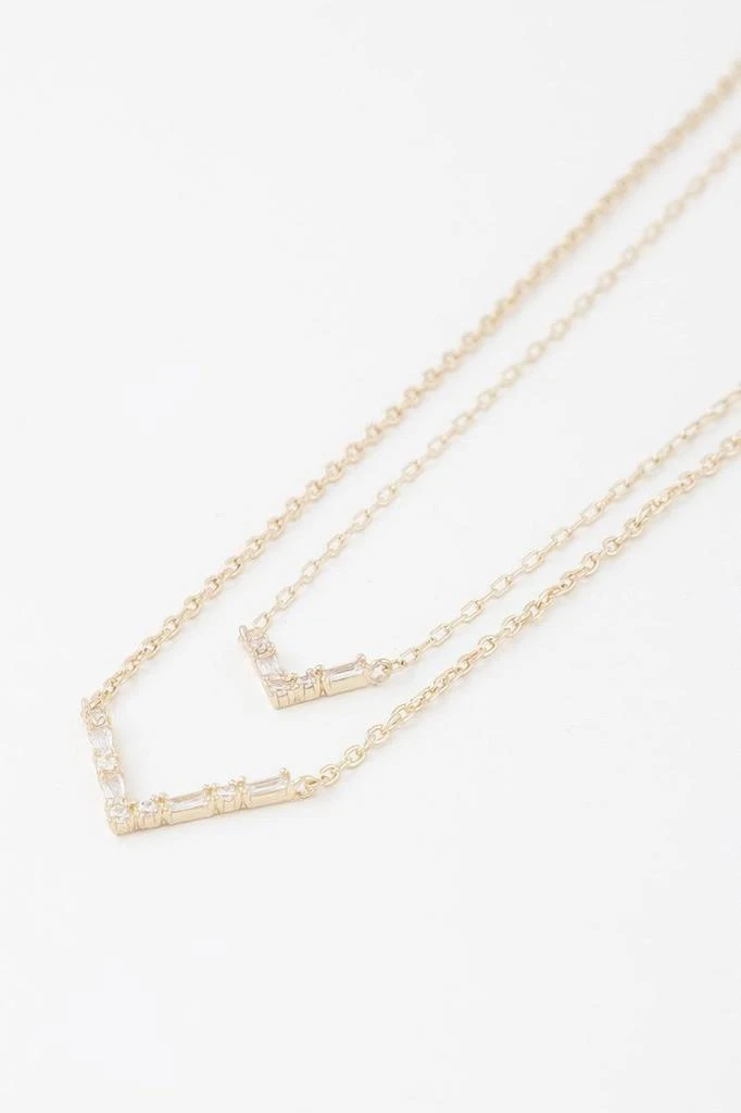 TRUEDAMES Double Crystal V Necklace 2