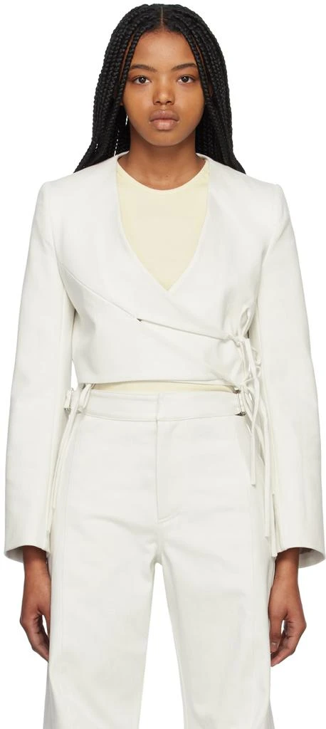 Yuzefi Off-White Wrap Split Denim Blazer 1