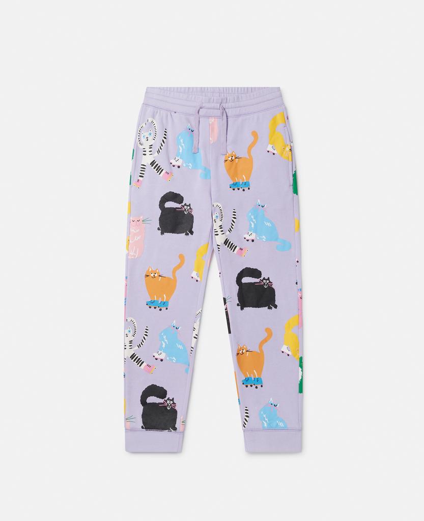 Stella McCartney Stella McCartney - Cats Print Joggers, Purple, Size: 6