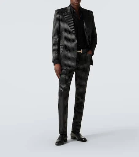 Tom Ford Striped wool and silk lamé blazer 2