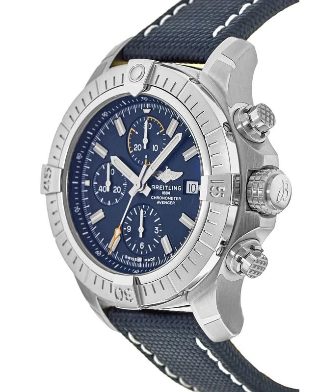 BREITLING Breitling Avenger Chronograph 45 Automatic Blue Dial Leather Strap Men's Watch A13317101C1X1 3