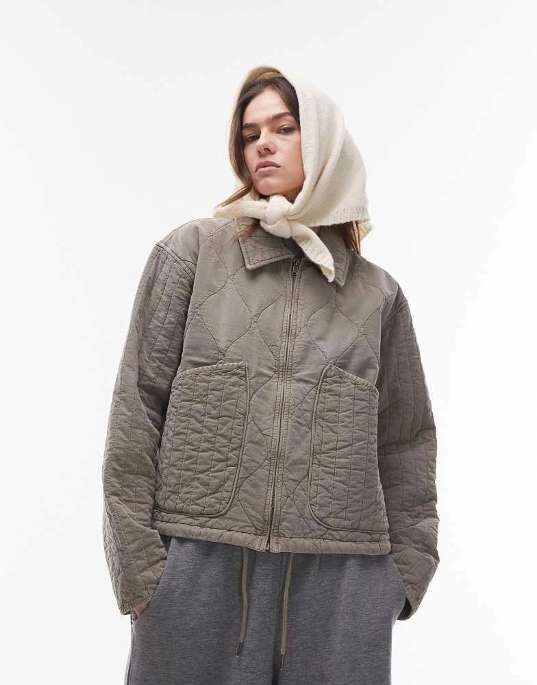 Topshop Topshop liner jacket with quilting in grey 3