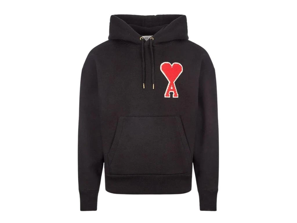 AMI Giant Heart Logo Hoodie in Soft Cotton Jersey