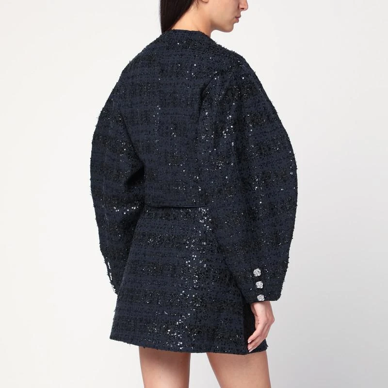 ROTATE Birger Christensen Navy blue BouclÃ© jacket with sequins 3