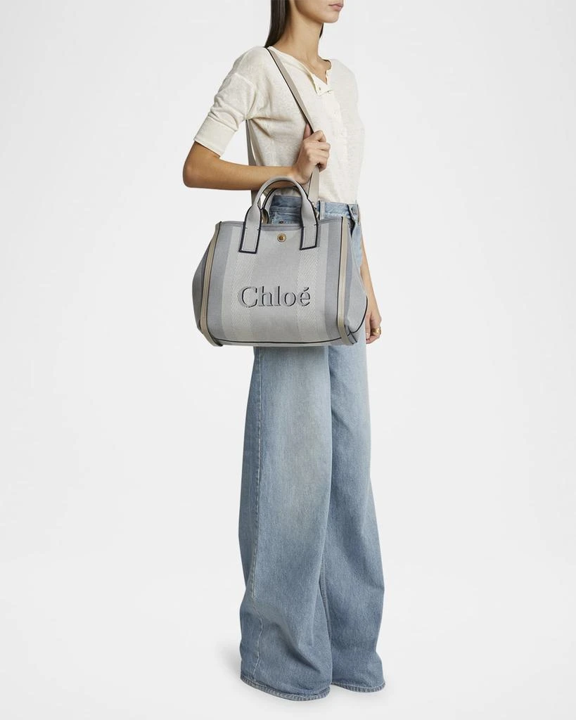 Chloé Large Carry Tote Bag in Jacquard Canvas 6