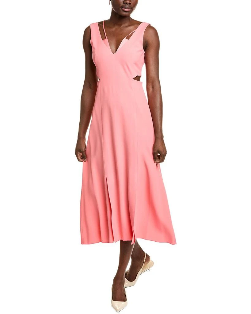pink hugo boss dress Hugo Boss Belted Dress In Stretch Lace With Cotton Lining In Light Pink