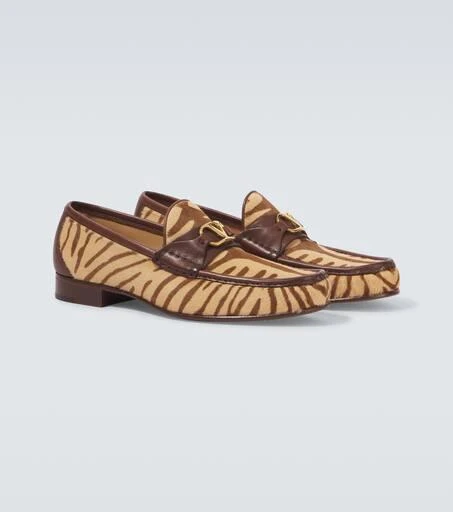 Valentino VLogo zebra-print calf hair loafers 5