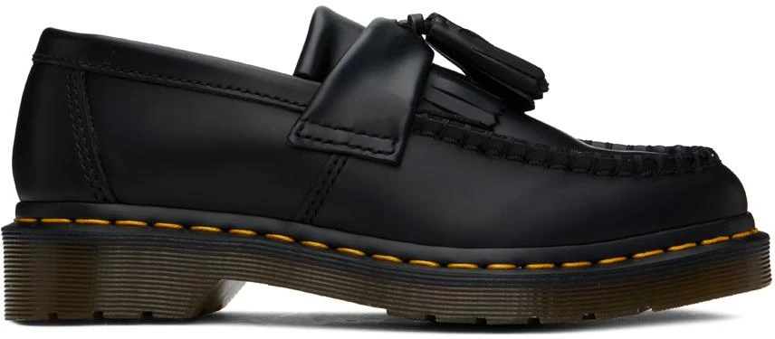 Dr. Martens Black Adrian Yellow Stitch Leather Tassel Loafers 1