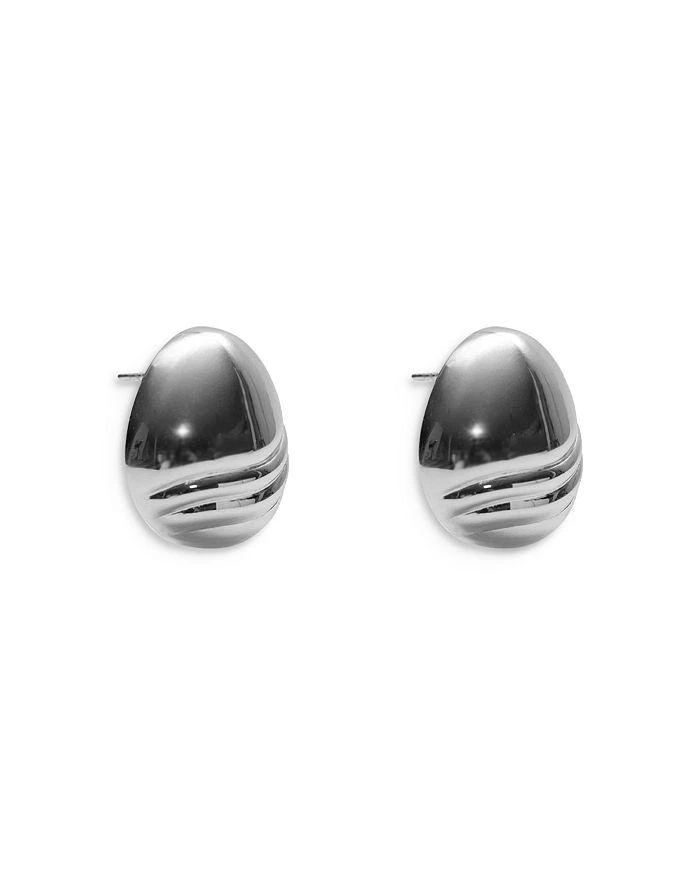 Argento Vivo Sterling Silver Wavy Oval Stud Earrings 1