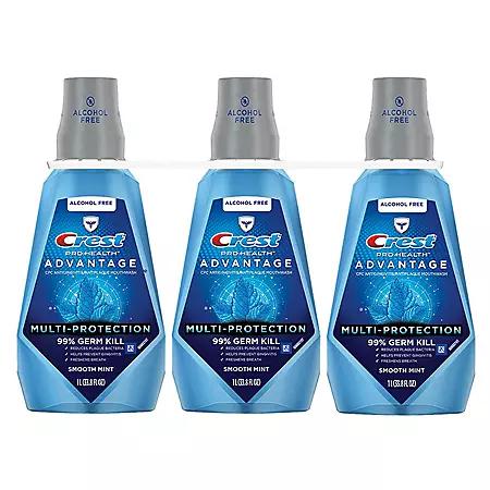 Crest Crest Pro-Health Advantage Multi-Protection Mouthwash, Smooth Mint, 33.8 oz., 3 pk.