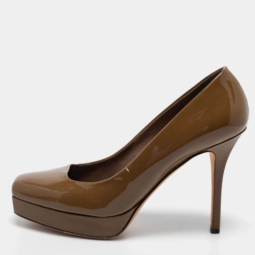 Gucci Gucci Olive Green  Patent Leather Tile Square Toe Platform Pumps Size 39 1
