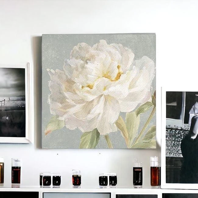 Hivvago Angelic White Peony Flower Unframed Print Wall Art 3