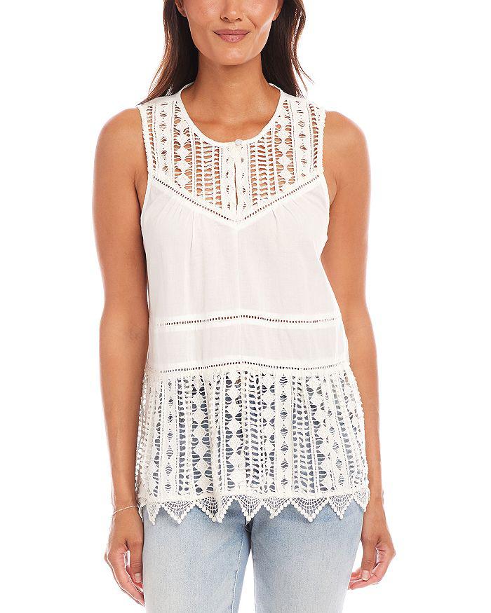 Karen Kane Petite Lace Trim Sleeveless Top