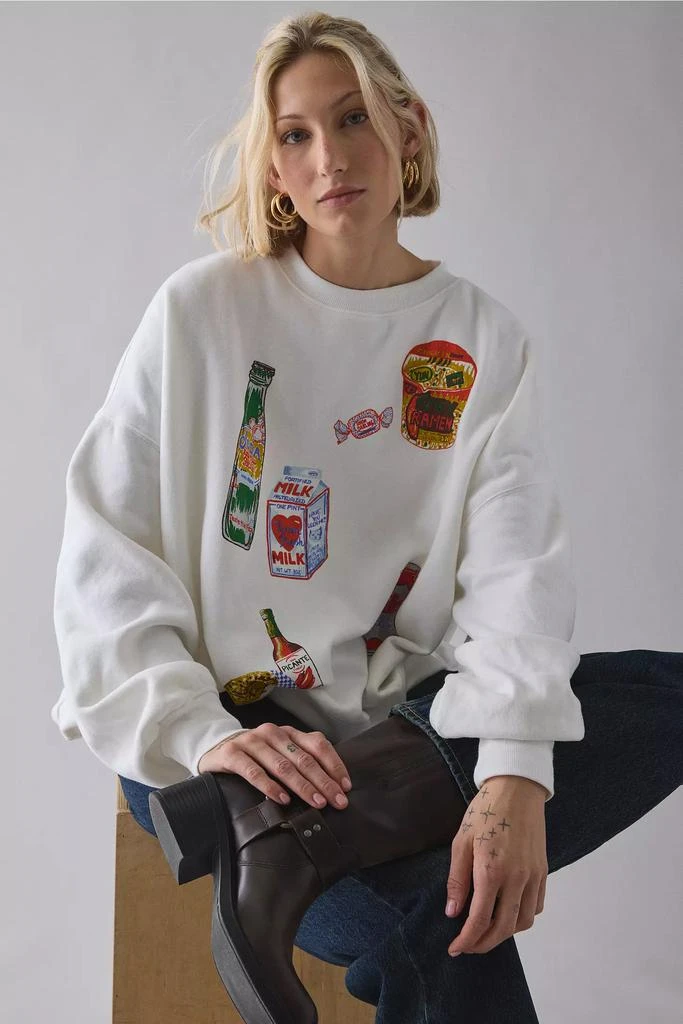 BDG BDG Gemma So Snacky Graphic Oversized Crew Neck Pullover
