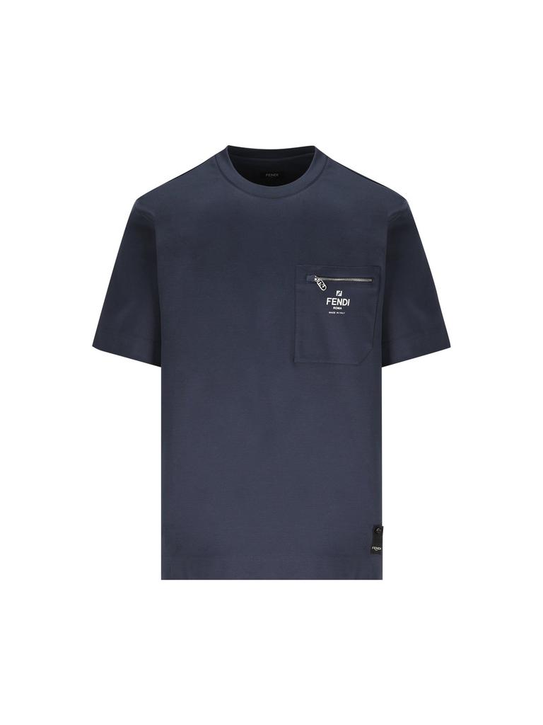【送料&関税込】Fendi Crest Embroidered Crewneck T-shirt Fendi Crest Embroidered Crewneck T-Shirt – Cettire