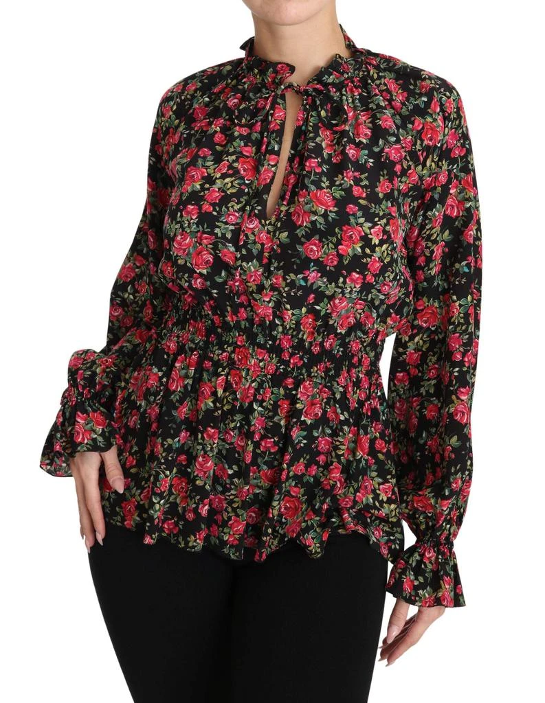 Dolce & Gabbana Dolce & Gabbana Black Rose Print Floral Shirt Top Blouse 4