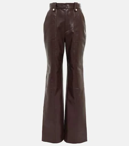 Nanushka Zelda straight leather-blend pants 1