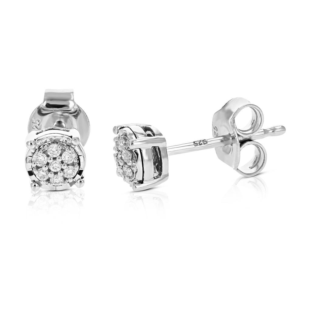 Vir Jewels 1/10 cttw Round Lab Grown Diamond Stud Earrings in .925 Sterling Silver with Push Back