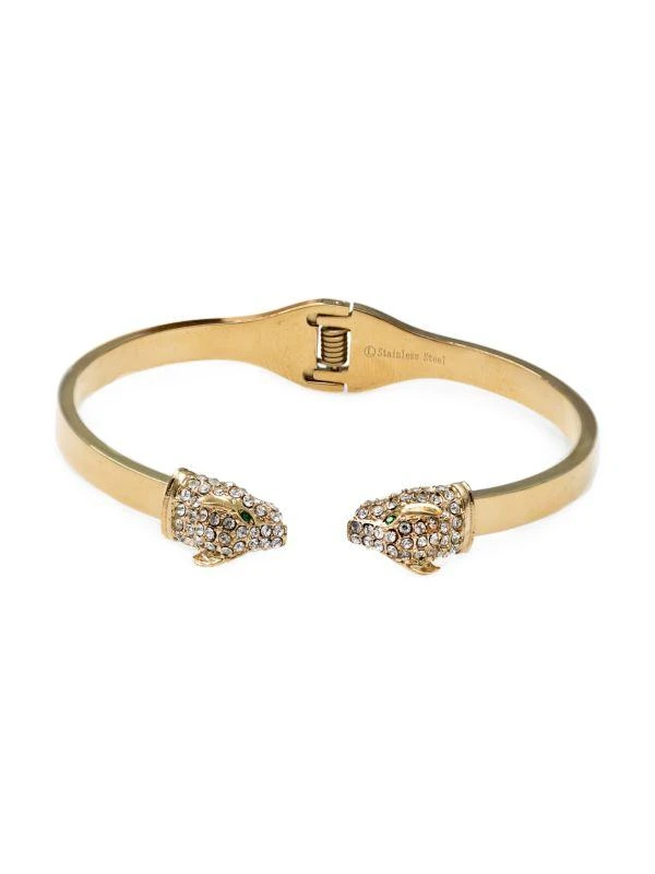 Jean Claude Goldtone Stainless Steel & Cubic Zirconia Panther Head Cuff Bracelet 1