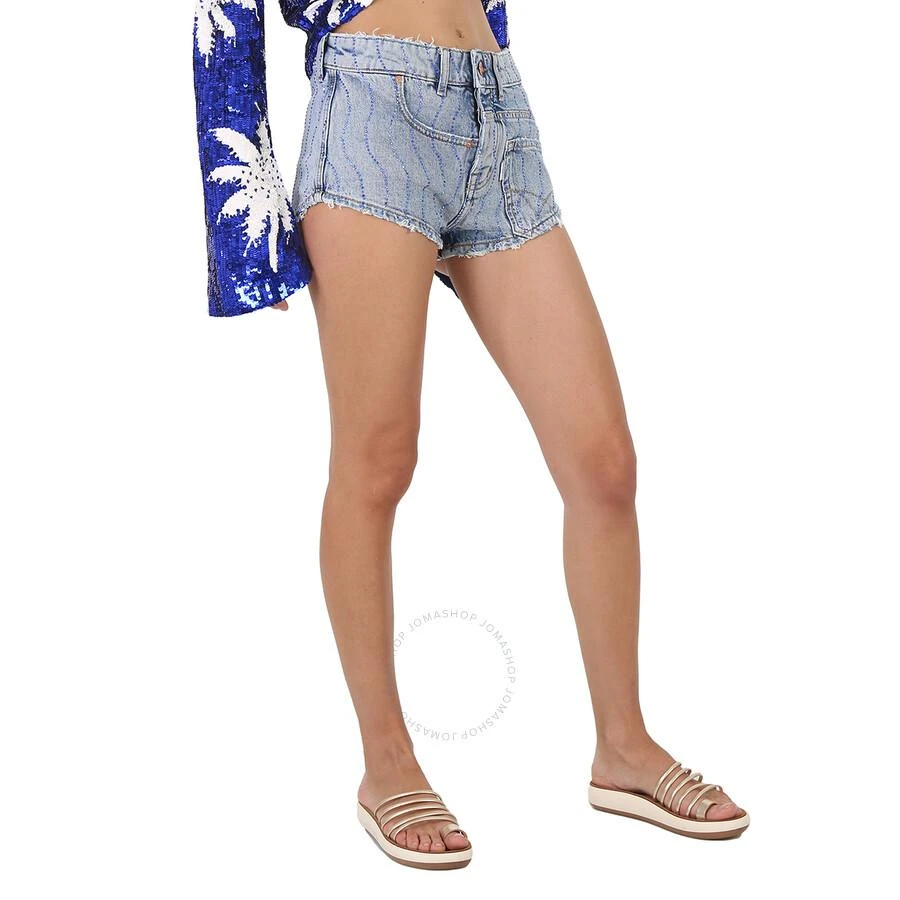 Filles A Papa Twisted Denim Shorts in Ocean Blue 2