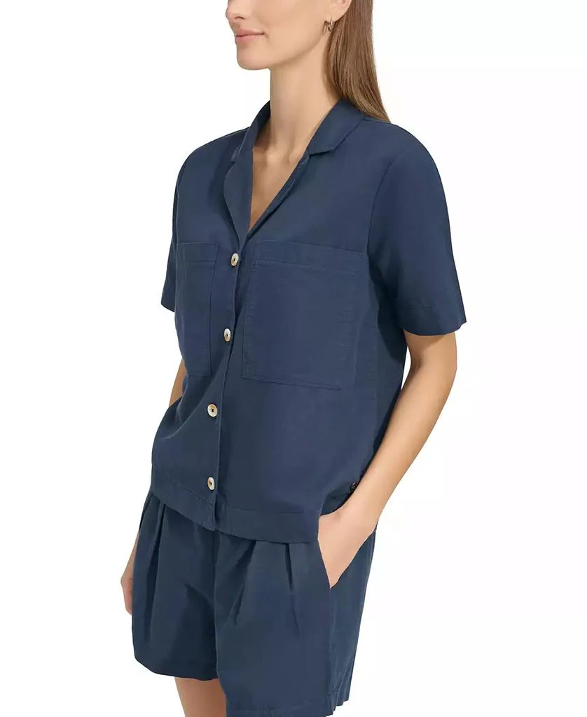 Marc New York by Andrew Marc Women's Short-Sleeve Washed Button-Front Camp Shirt 3
