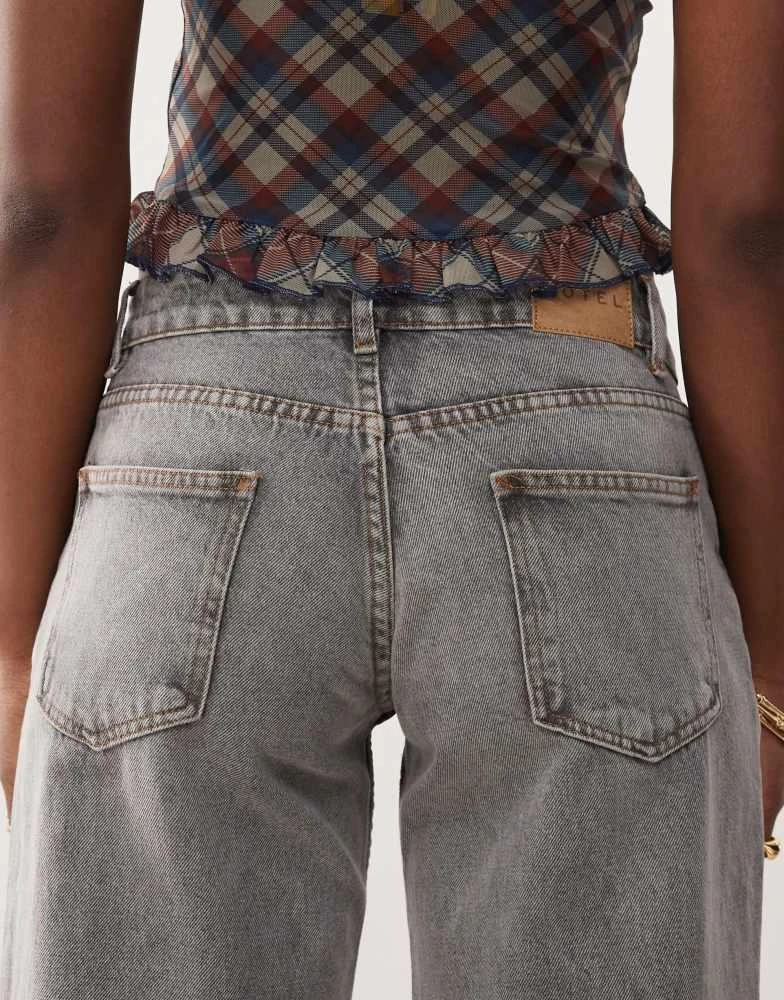 Motel Motel roomy wide leg low rise jeans in grey wash 4