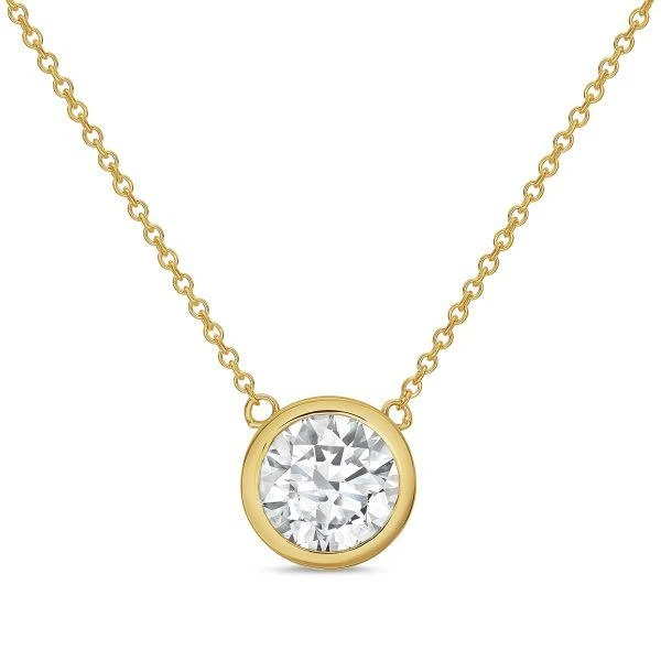 Diana M Jewels 14kt yellow gold lab grown round diamond cut bezel pendant weighing 4.00 ct