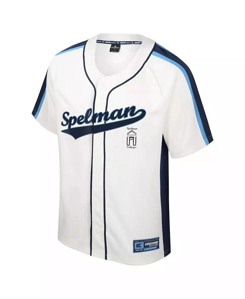 Colosseum Men's Cream Distressed Spelman College Jaguars Ruth Button-Up Baseball Jersey 3