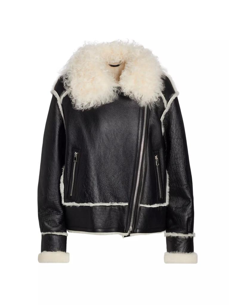Maximilian Leather Shearling-Trimmed Moto Jacket