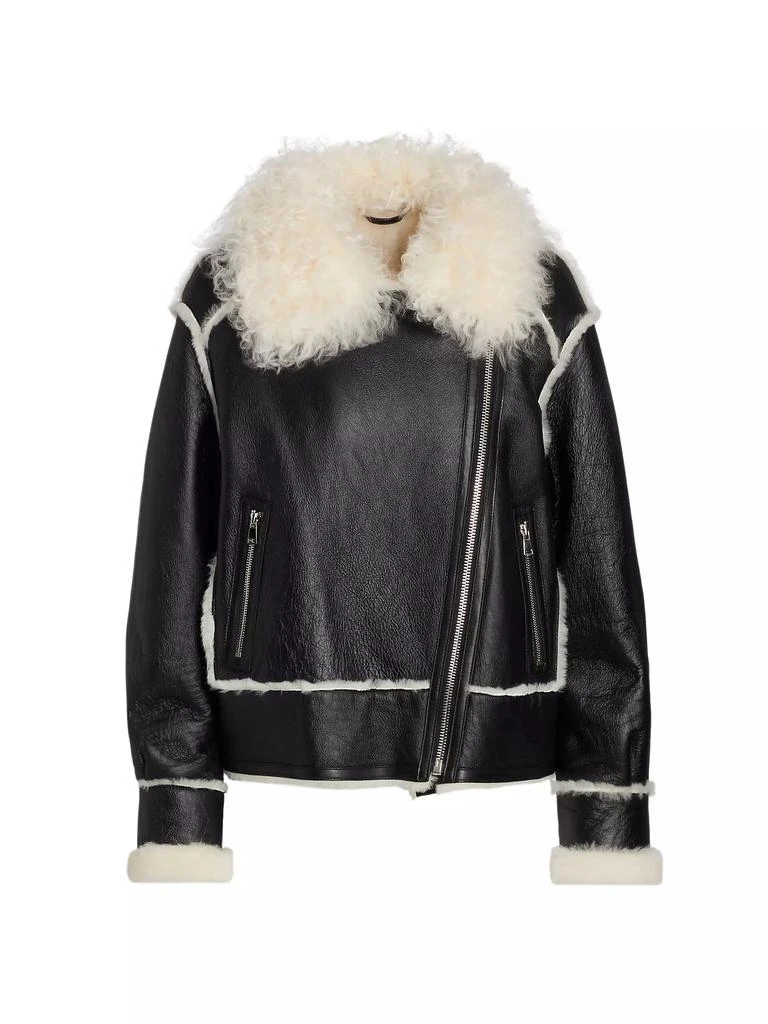 Maximilian Leather Shearling-Trimmed Moto Jacket 1