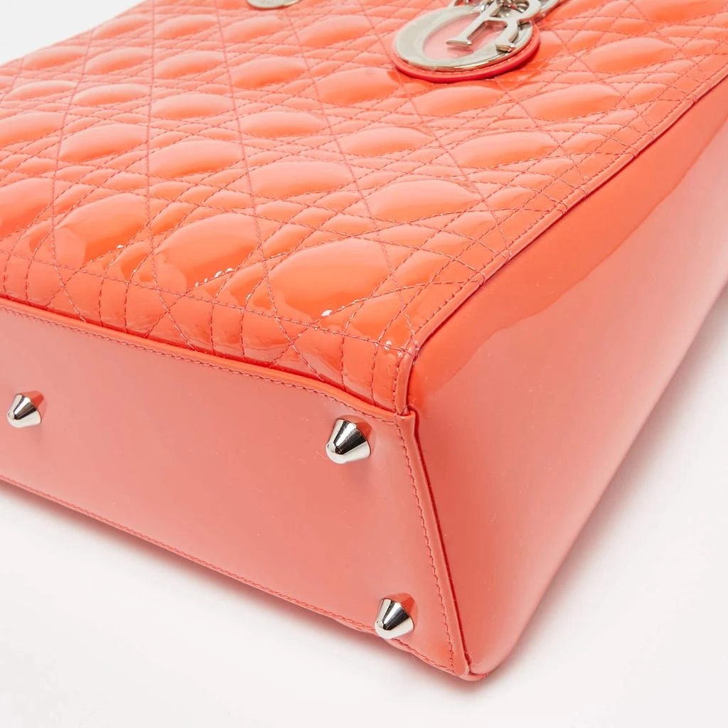 Dior Dior Orange Cannage Patent Leather Large Lady Dior Tote 15