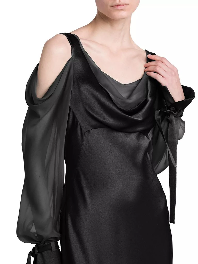 Alberta Ferretti Silk Draped Cold-Shoulder Column Gown 6