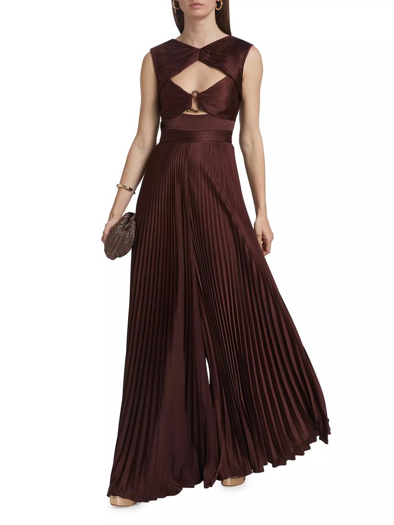 AMUR Rosalynn Charmeuse Pleated Jumpsuit