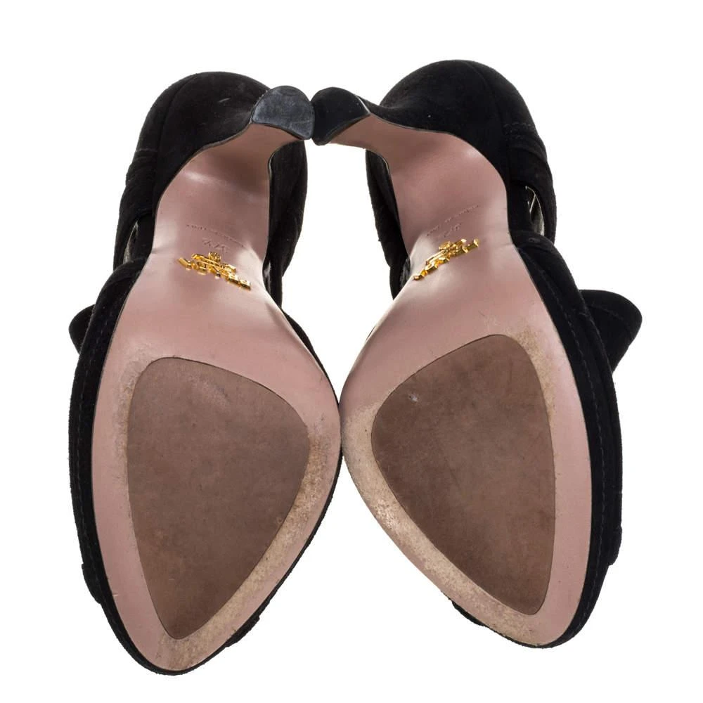 Prada Prada Black Suede Cutout Peep Toe Booties Size 37.5 6