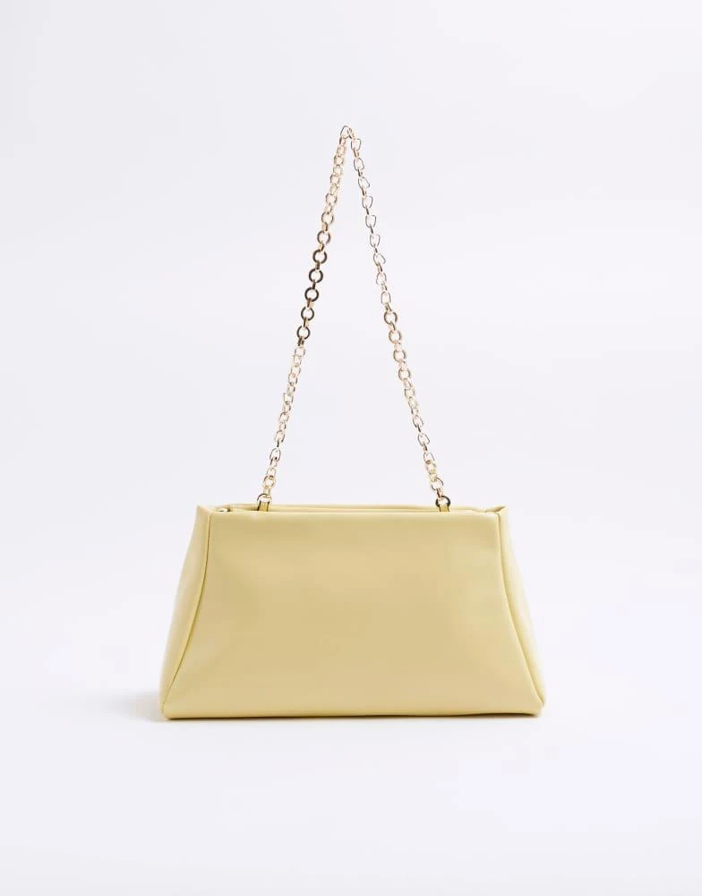 River Island River Island Faux leather frame top clutch bag in yellow light 4