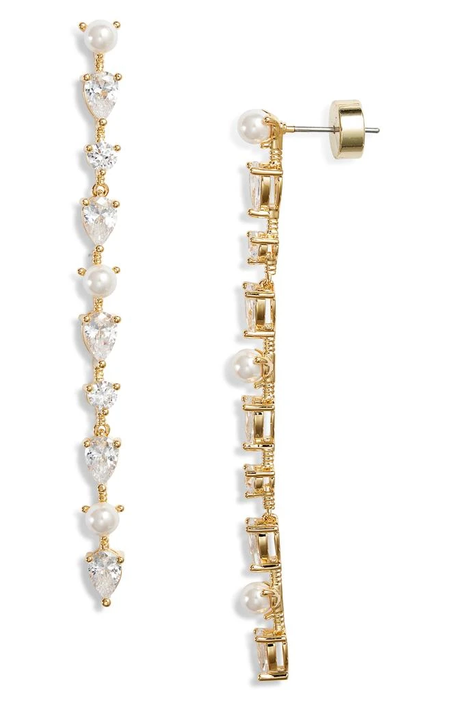 Nordstrom Cubic Zirconia 
Faux Pearl Linear Drop Earrings