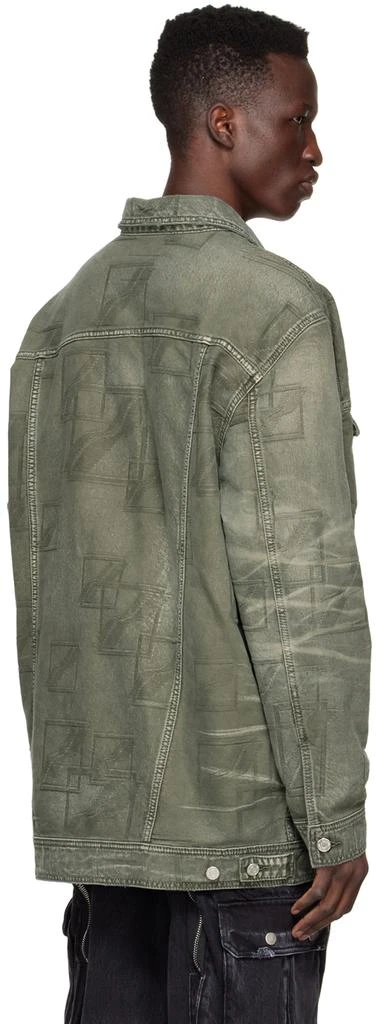 We11done Khaki Jacquard Logo Denim Jacket 3