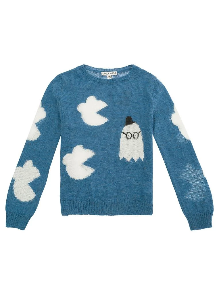 Emile Et Ida Light Blue Sweater With Pac-man Detail In Alpaca Blend Girl 1