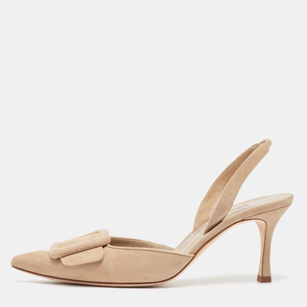 Manolo Blahnik Manolo Blahnik Beige Suede Maysli Slingback Pumps Size 39 1